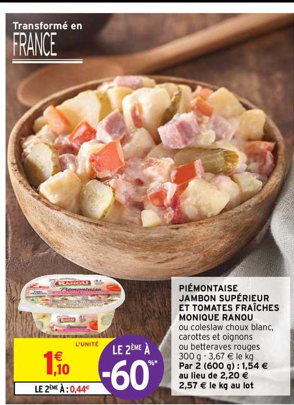 piémontaise jambon supérieur et tomates fraîches monique ranou