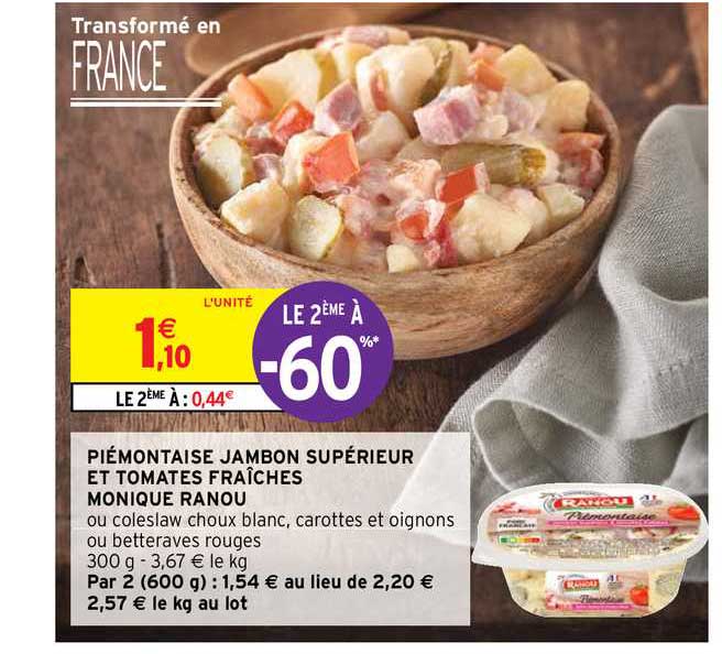 piémontaise jambon supérieur et tomates fraîches monique ranou