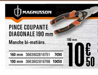 pince coupante diagonale 190 mm magnusson