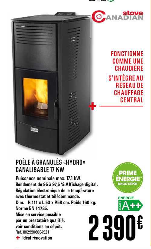 poêle à granulés hydro canalisable 17 kw canadian stove