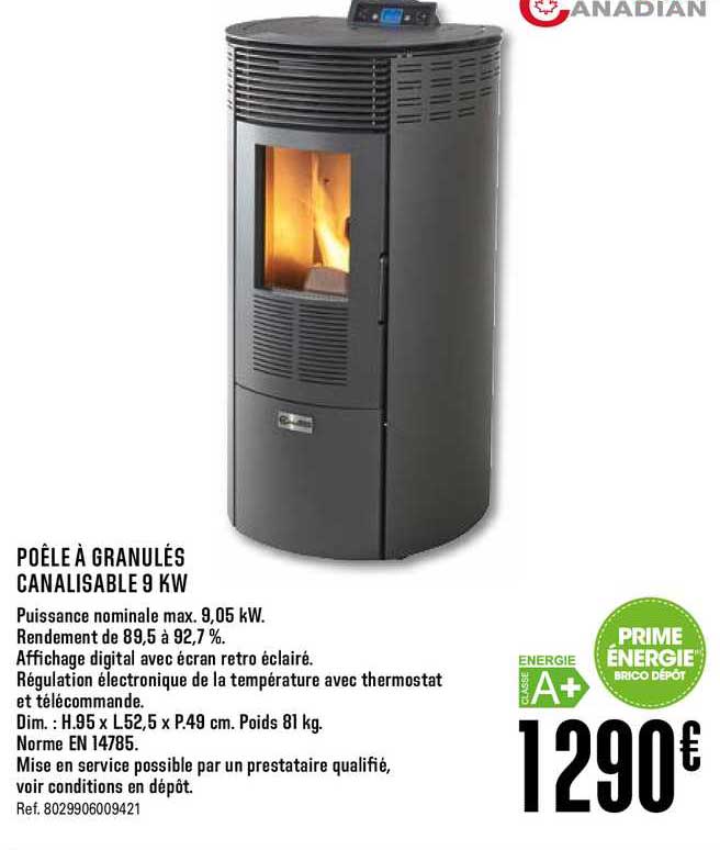 poêle granulés canalisable 9 kw canadian