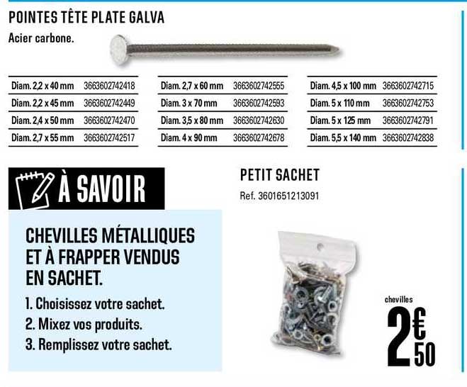 pointes tête plate galva