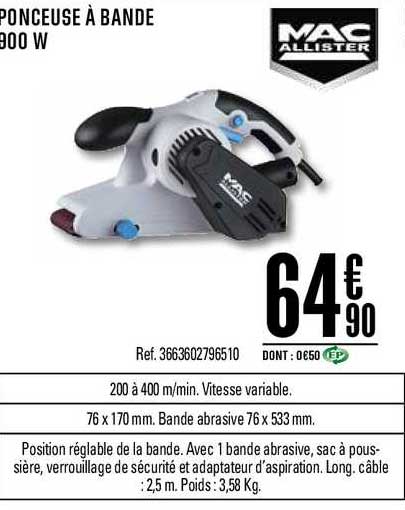 ponceuse à bande 900 w mac allister