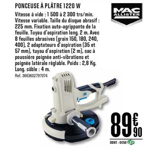 Ponceuse à Plâtre 1220 W Mac Allister