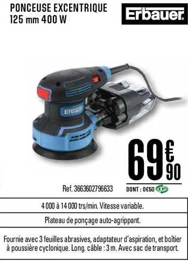 ponceuse excentrique 125 mm 400 w erbauer
