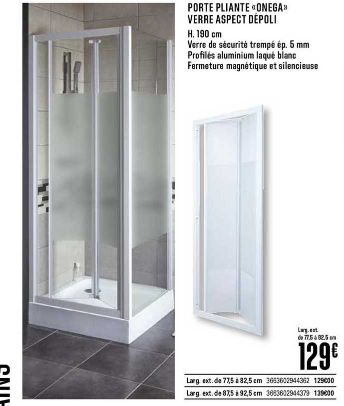 porte pliante onega verre aspect dépoli