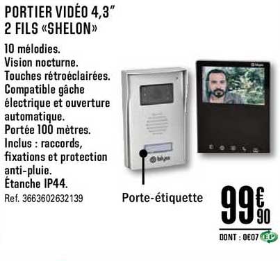 portier vidéo 4,3" 2 fils shelon