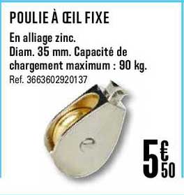 poulie à œil fixe en alliage zinc