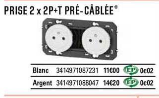 prise 2 x 2p+t pré câblée