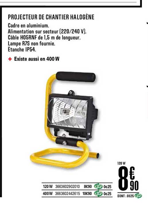 profecteur de chantier halogène