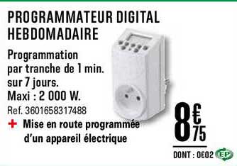 programmateur digital hebdomadaire programmation par tranche