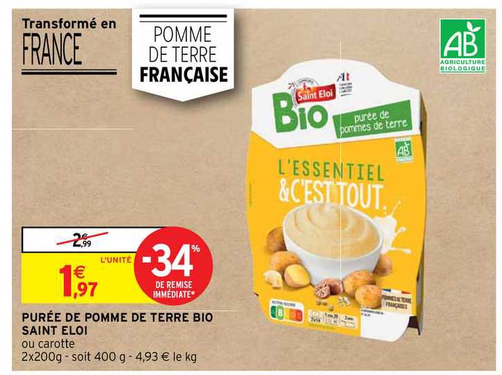 Purée De Pomme De Terre Bio Saint éloi