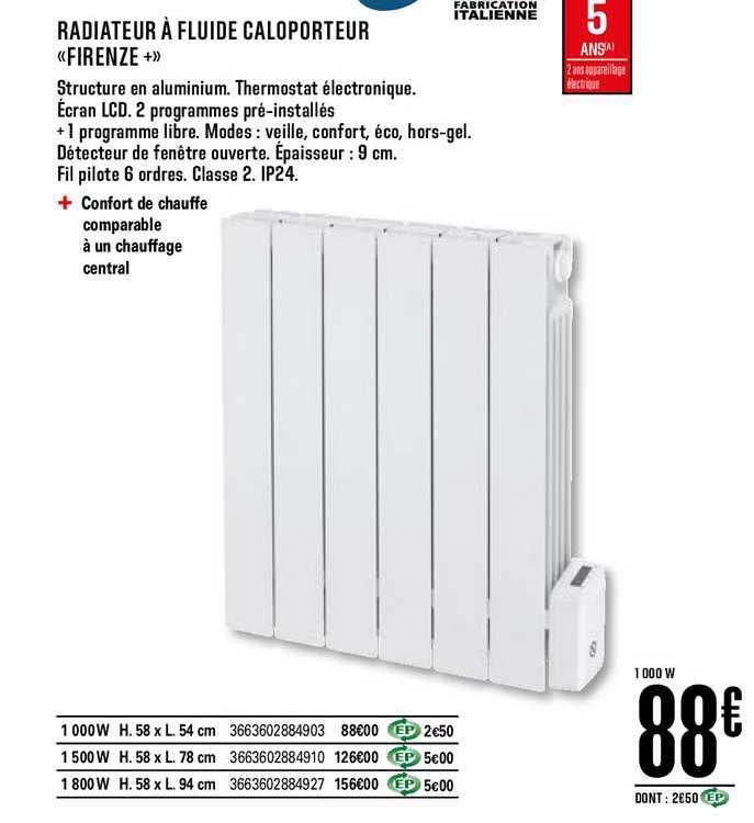 radiateur à fluide caloporteur firenze