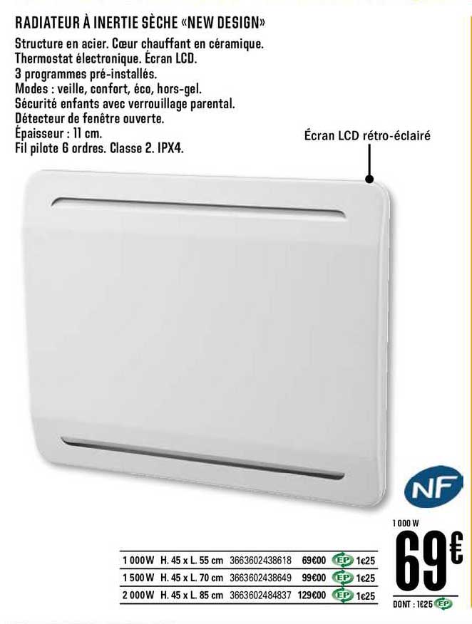 radiateur à inertie sèche new design