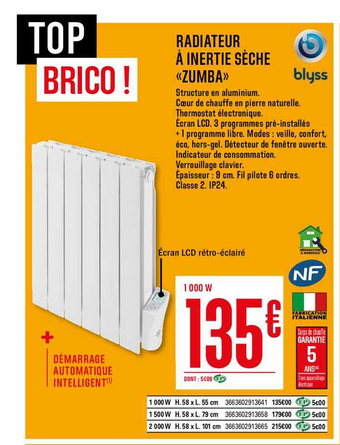 radiateur à inertie sèche zumba blyss