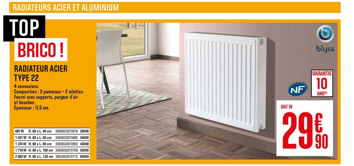 radiateur acier type 22