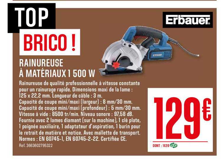 rainureuse à matériaux 1500 w erbauer
