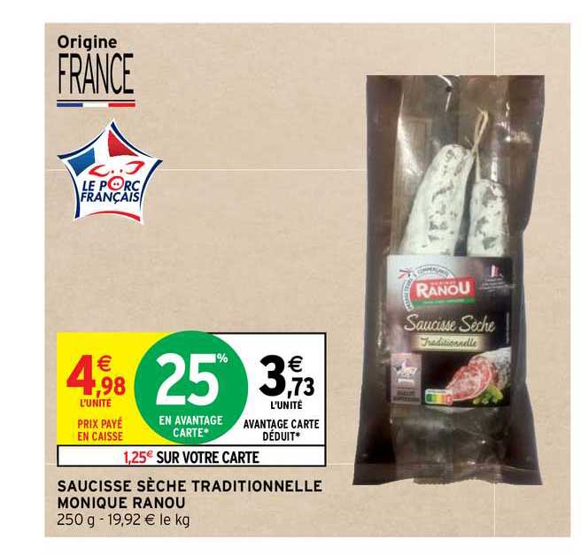 saucisse sèche traditionnelle monique ranou