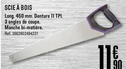 scie à bois long. 450 mm manche bi matière