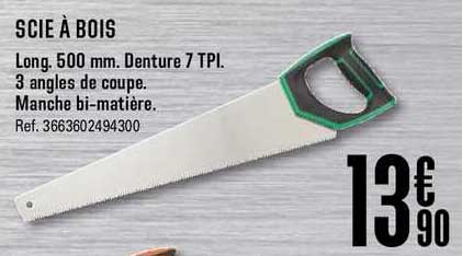 scie à bois long. 500 mm manche bi matière