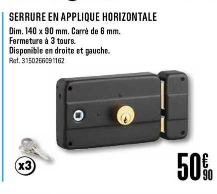 serrure en applique horizontale