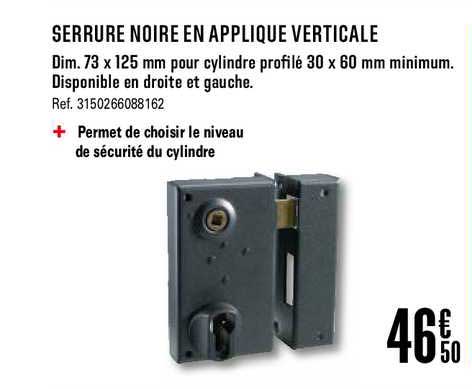 serrure noire en applique verticale