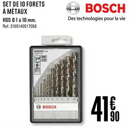 set de 10 forets à métaux bosch
