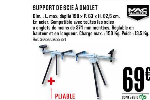 support de scie à onglet mac allister