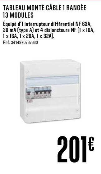 tableau monté câblé 1 rangée 13 modules
