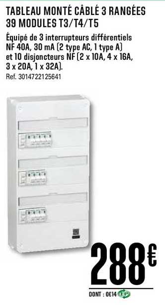 tableau monté câblé 3 rangées 39 modules t3 t4 t5