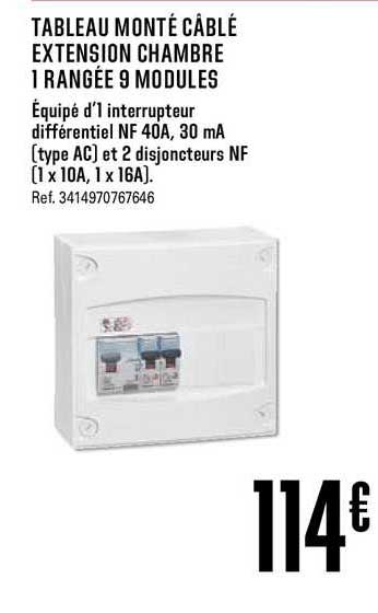 tableau monté câblé extension chambre 1 rangée 9 modules