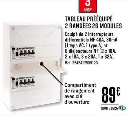 tableau prééquipé 2 rangées 26 modules