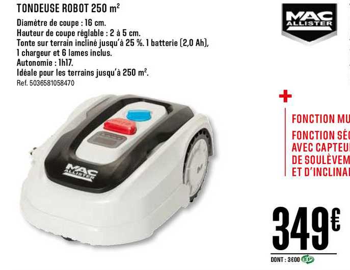 tondeuse robot 250 m2 mac allister