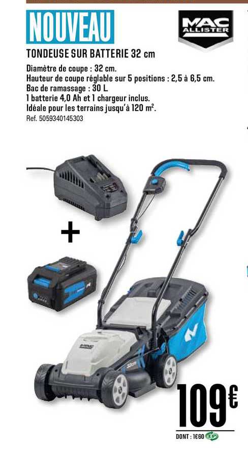 tondeuse sur batterie 32 cm mac allister