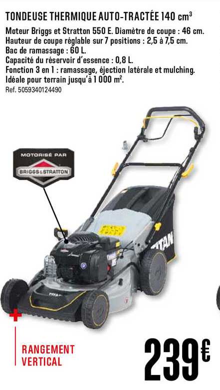 tondeuse thermique auto tractée 140 cm3