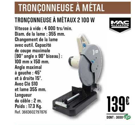 tronçonneuse à métaux 2100 w mac allister