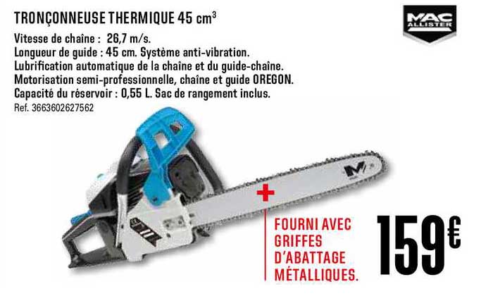 tronçonneuse thermique 45 cm3 mac allister