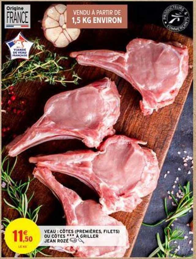 veau : côtes (premières, filets) ou côtes à griller jean rozé