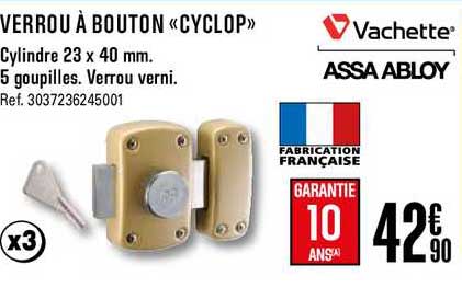verrou à bouton cyclop vachette assa abloy