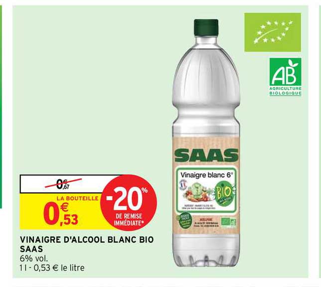 vinaigre d'alcool blanc bio saas