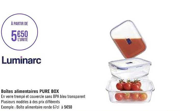 boîtes alimentaires pure box luminarc