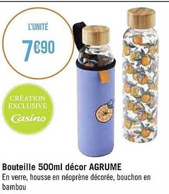 bouteille 500ml décor agrume