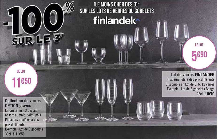collection de verres option gravés, lot de verres finlandek^