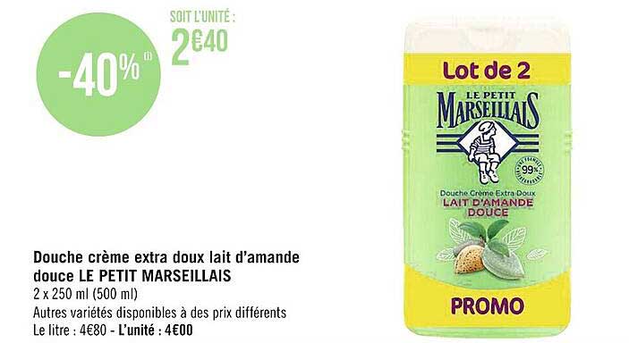 douche crème extra doux lait d'amande douce le petit marseillais