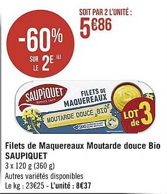 Filets De Maquereaux Moutarde Douce Bio Saupiquet