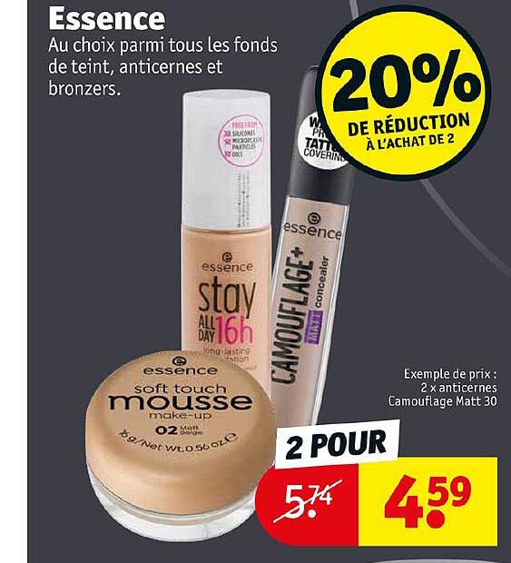 fonds de teint, anticernes et brozers essence