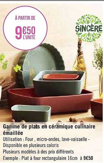 gamme de plats en céramique culinaire émaillée