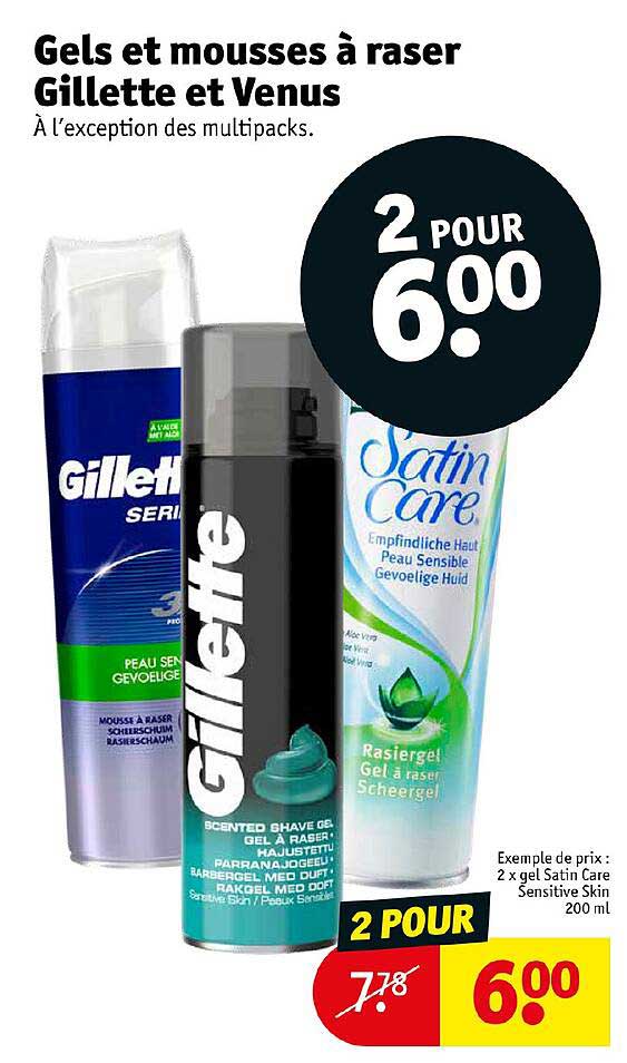 gels et mousses à raser gillette et venus