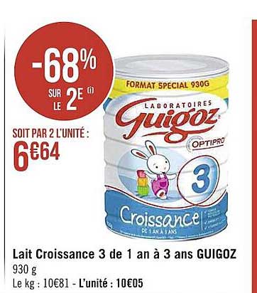 lait croissance 3 + 1 an à 3 ans guigoz
