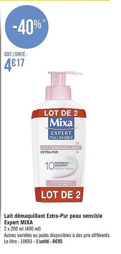 lait démaquillant extra-pur peau sensible expert mixa